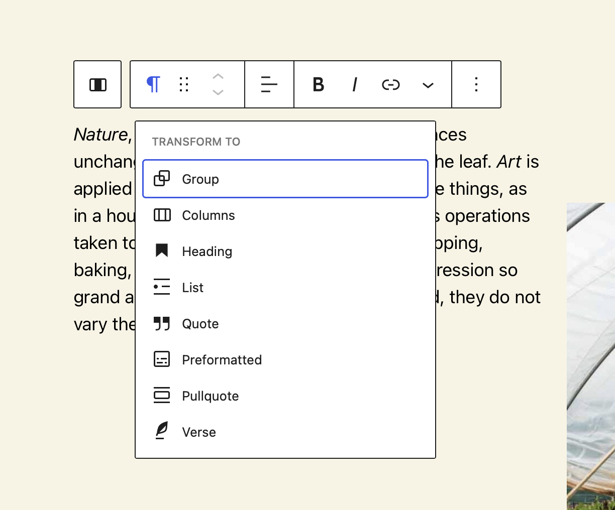 Block Transforms of the Core Paragraph